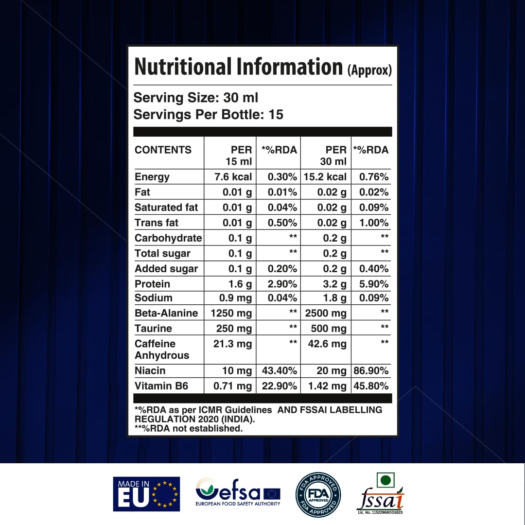 Apex Vitals Alpha 1 Liquid Pre Sports RTD|Made In Europe|FDA,EFSA & FSSAI Certified|Natural Spring Water(Mohai Agnes),Beta Alanine,Taurine,Naicin & Caffeine|Energy,Focus & Performance|BlackCurrant Flavour