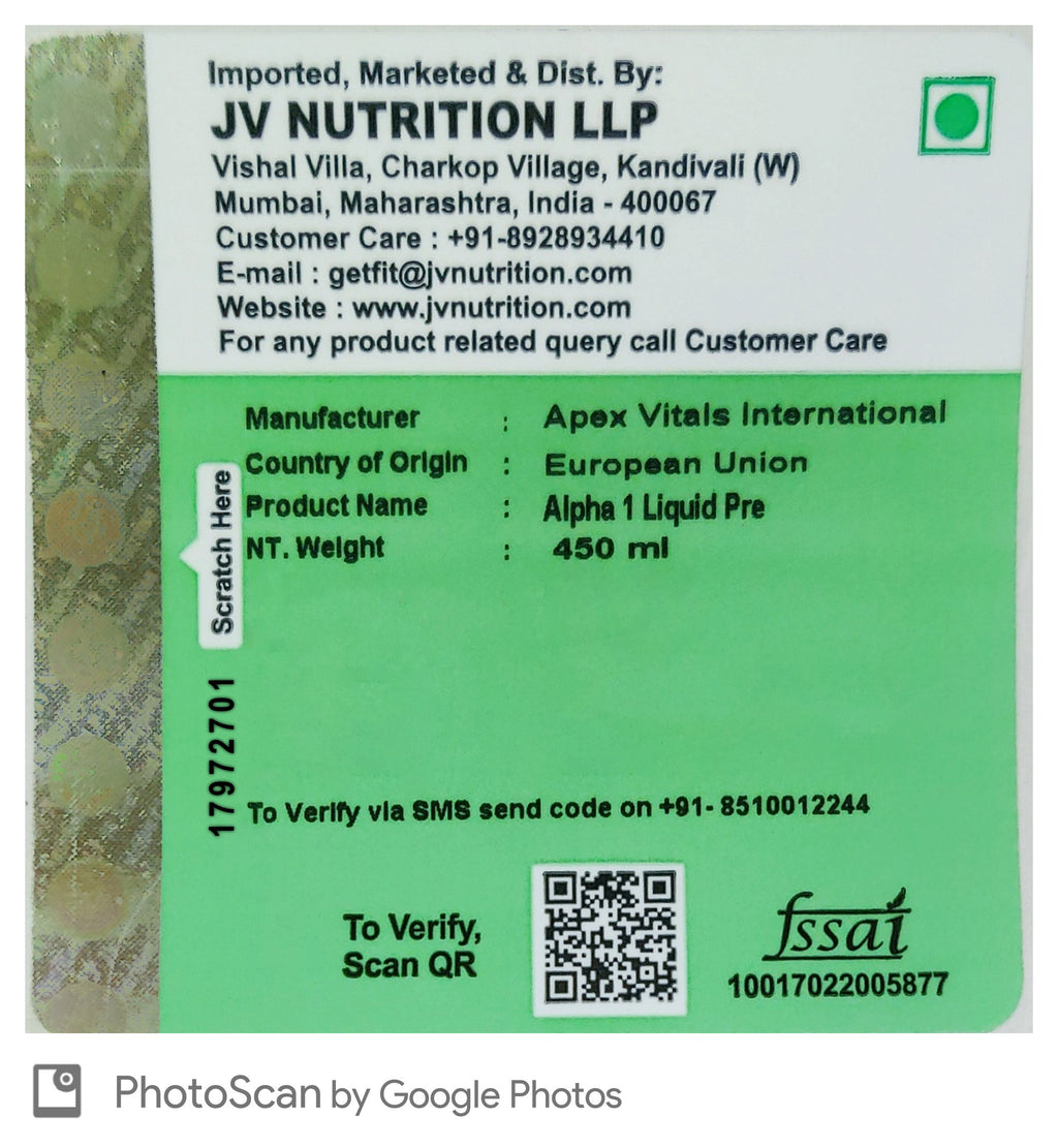 Apex Vitals Alpha 1 Liquid Pre Sports RTD|Made In Europe|FDA,EFSA & FSSAI Certified|Natural Spring Water(Mohai Agnes),Beta Alanine,Taurine,Naicin & Caffeine|Energy,Focus & Performance|Pear Flavour