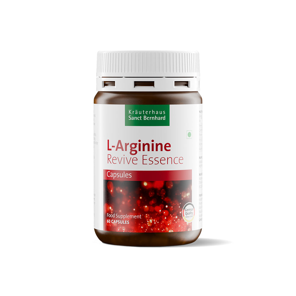 Sant Bernhard L-Arginine Capsules with B-Vitamins | With B12, B1, B6, Folic Acid & Riboflavin | Supports Energy, Blood Circulation & Heart Health | Vegan, Non-GMO | 1-Month Supply | 60 Capsules