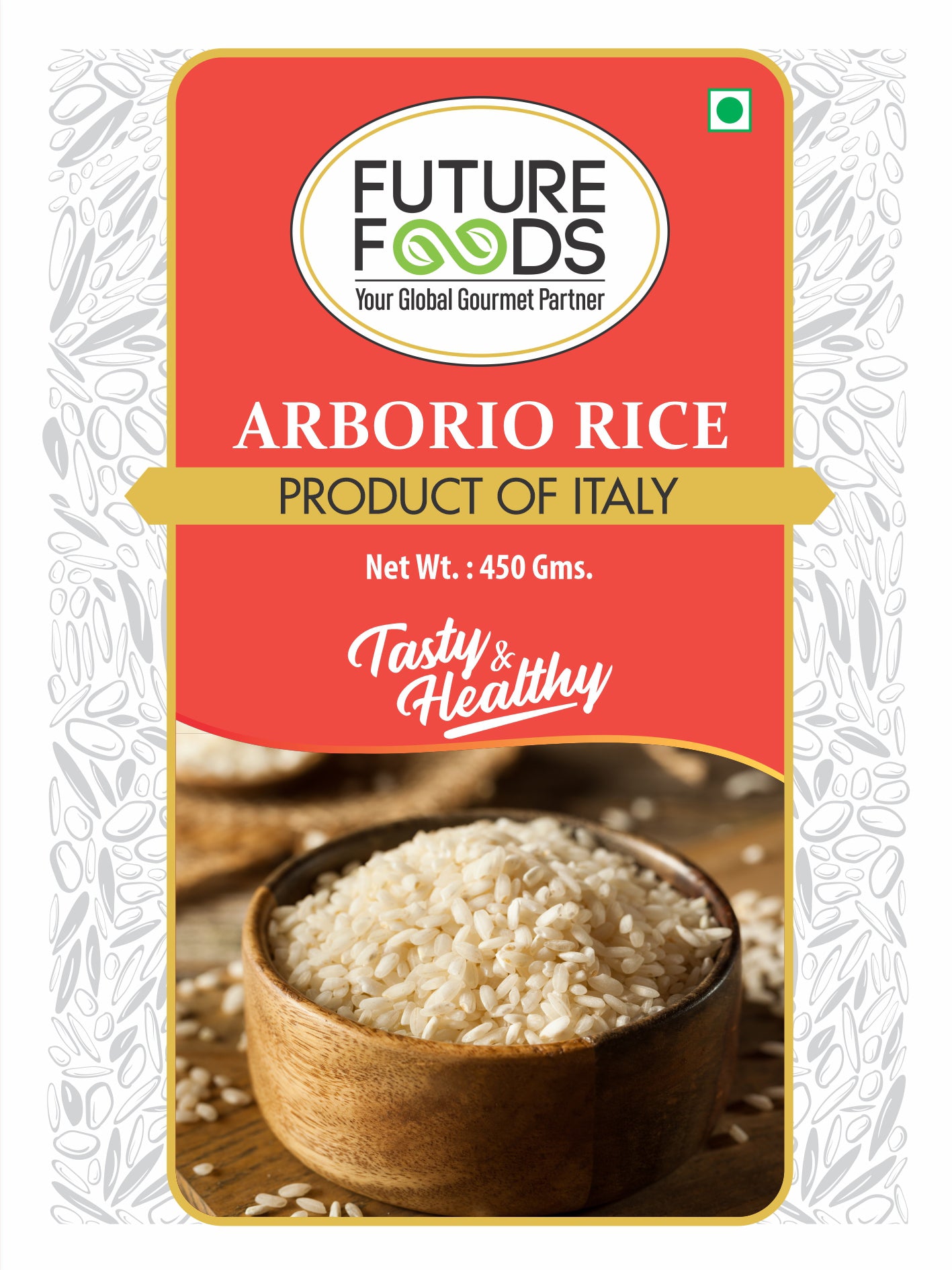 Future Foods Arborio Rice | Fat Free | Creamy Texture & Nutty Aroma | | Rich in Vitamin & Minerals | Product of Italy | Use to make Rissotto | 450g (Pack of 3)