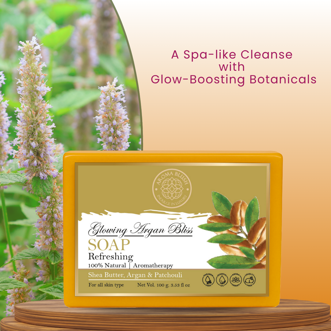 AROMABLUSH Glowing Argan Bliss, Calming Calendula & Morming Brew Revival Combo Soap