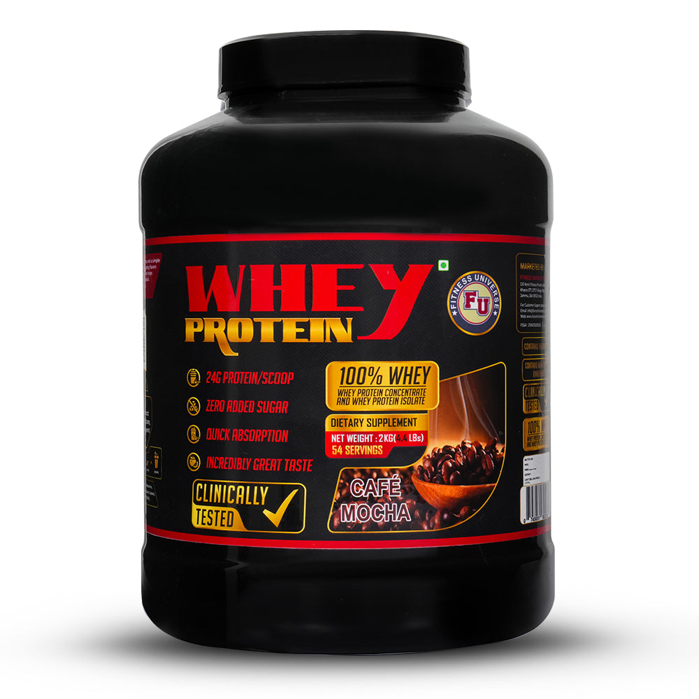 Fitness Universe Advance Whey Protein 2Kg | Café Mocha | 24g Protein | 5g BCAA | With Digestive Enzyme Blend | Gluten & Soya Free | Natural Identical flavour | 54 Servings