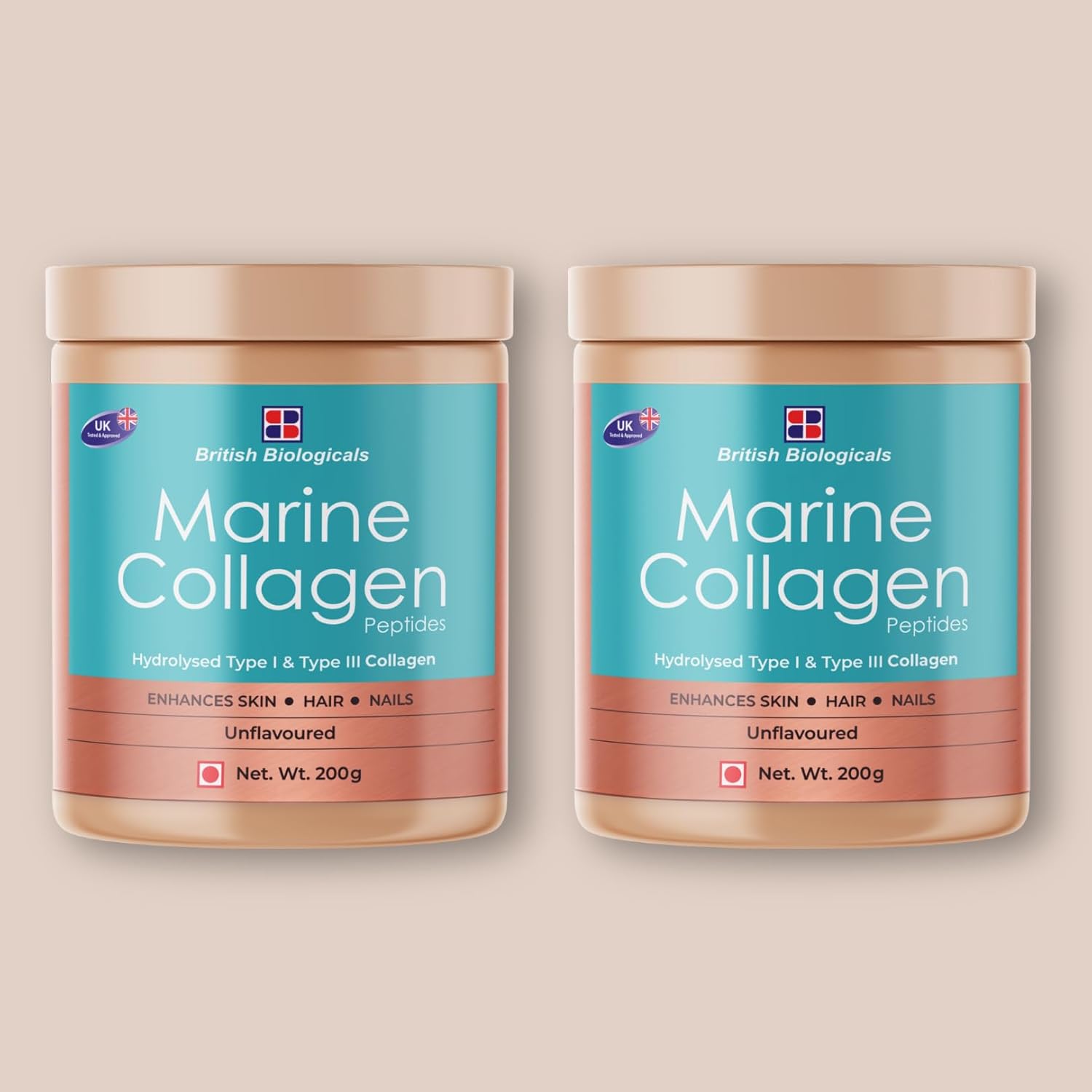 Marine Collagen Supplements for Women & Men, 200g | Supports Glowing Skin | Natural Moisturizer | Supports healthy Nails, Hair & Skin | - Supports Damaged Skin | 200g | Unflavored (Pack of 2)
