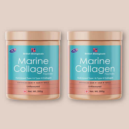 Marine Collagen Supplements for Women & Men, 200g | Supports Glowing Skin | Natural Moisturizer | Supports healthy Nails, Hair & Skin | - Supports Damaged Skin | 200g | Unflavored (Pack of 2)