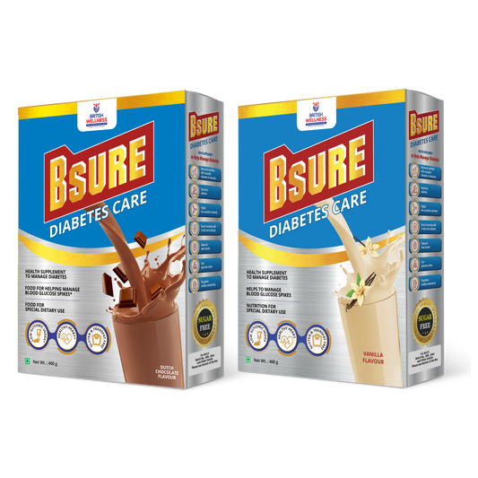 Bsure Diabetic Vanilla and Bsure Diabetic Chocolate Combo | Balanced Vital Nutrients to Manage Blood Sugar, Weight & Strength | Nutrition to Help Manage Diabetes | Gluten and Transfat Free