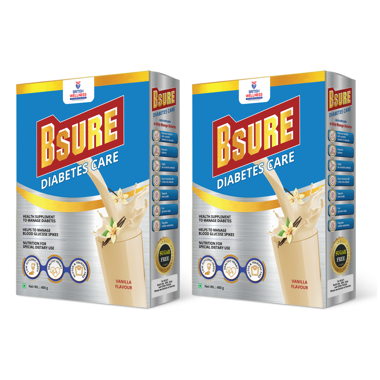 Bsure Diabetes Care- Balanced Vital Nutrients to Manage Blood Sugar, Weight & Strength Vanilla Flavour- 400gm