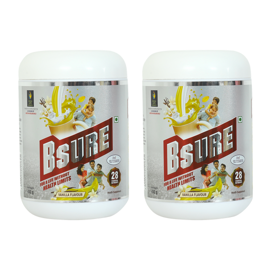 BRITISH LIFE SCIENCES | Bsure - Complete, Balanced & Nutrition Supplement Drink For The Entire Family | Delicious Vanilla Flavour Drink For Immunity | 400 g (Pack of 2)