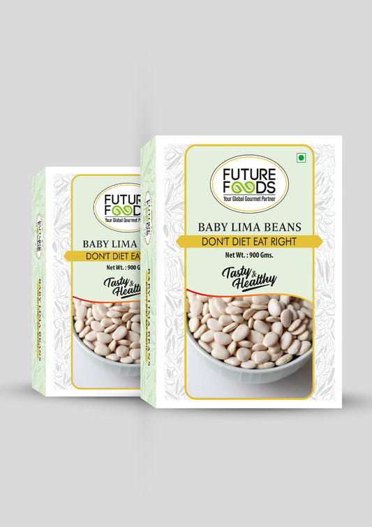 Future Foods Baby Lima Beans | Butter Beans | Good Source of Dietary Fiber & Iron | Fat-Free Source of High-Quality Protein | Mild Flavour & Creamy Texture | 900g (Pack of 2)