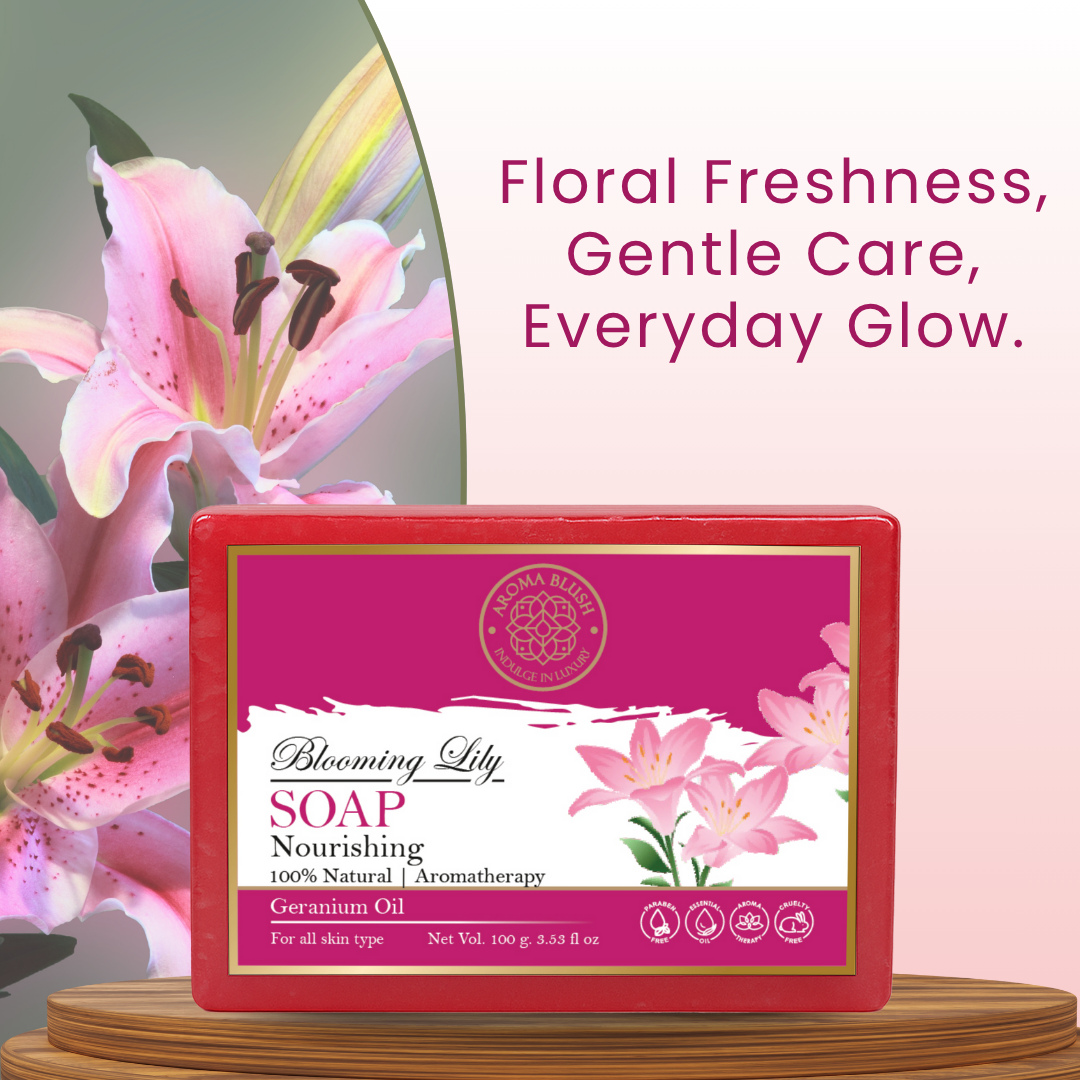 AROMABLUSH Rosy Radiance, Calming Calendula & Blooming Lily Combo Soap