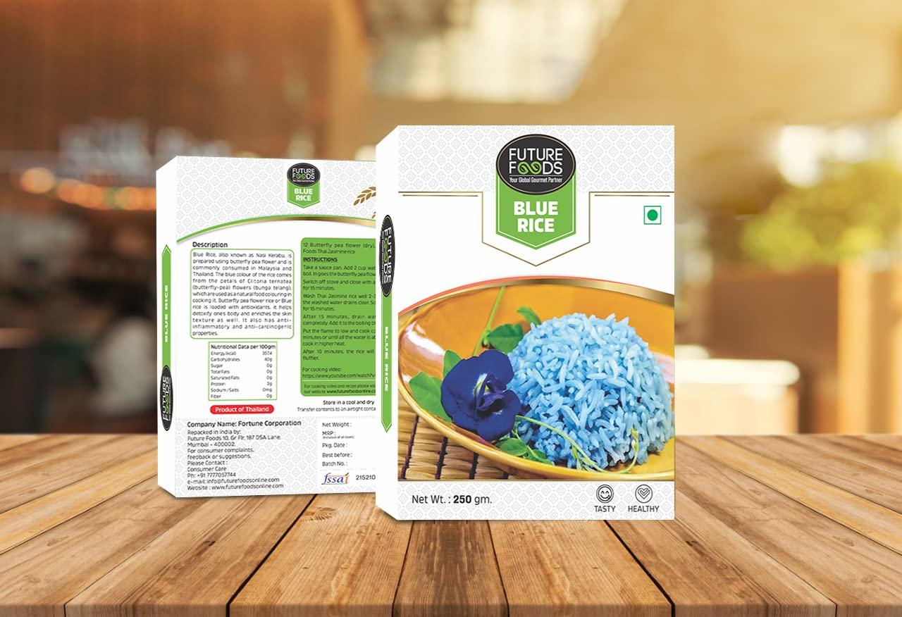 Future Foods Blue Rice - Combo of Thai Jasmine Rice & Blue Butterfly Pea Flower - 250 gram