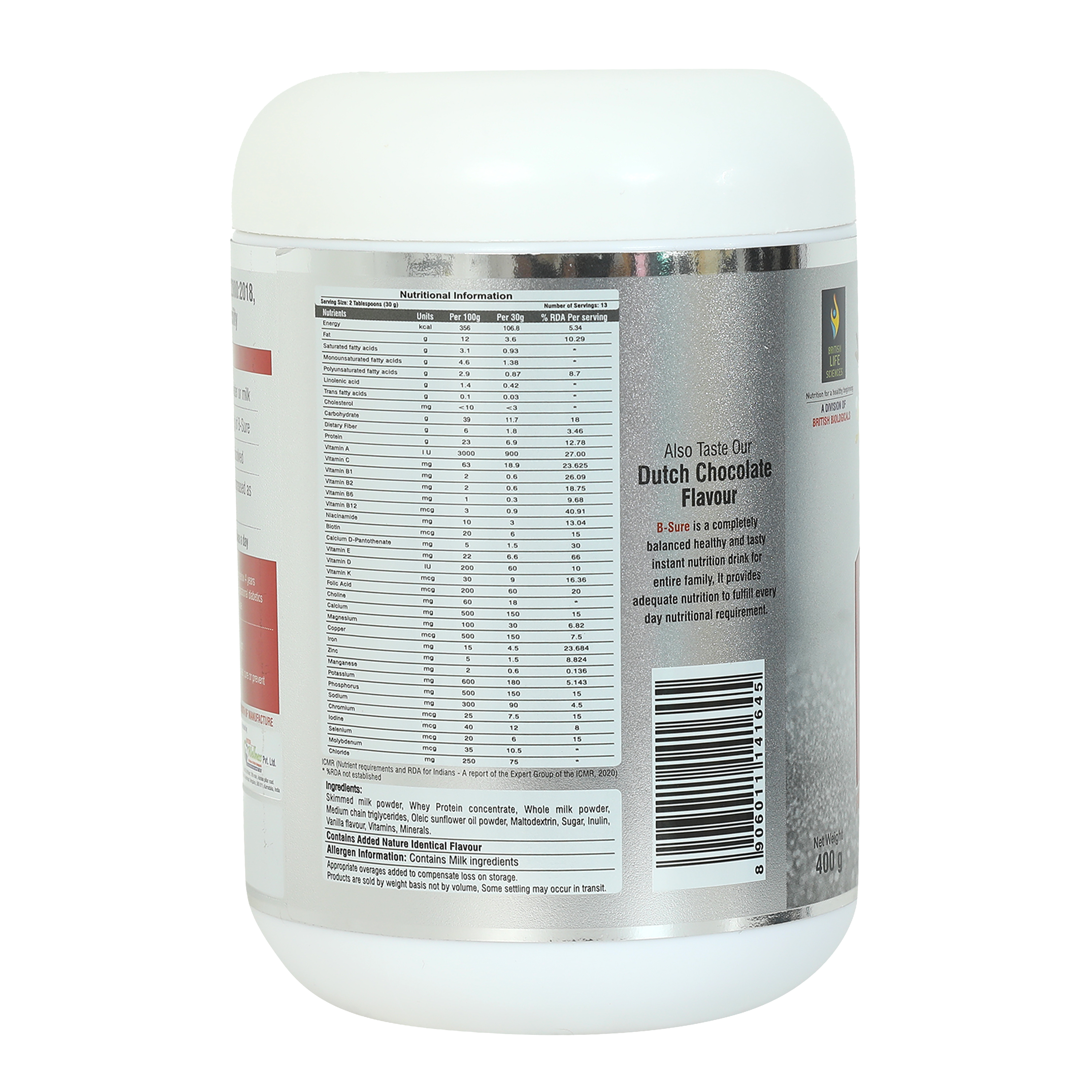 Bsure - Complete, Balanced & Nutrition Supplement Drink For The Entire Family | Delicious Vanilla Flavour Drink For Immunity | 400 g