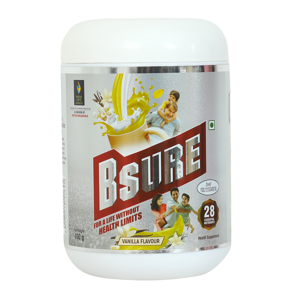 Bsure - Complete, Balanced & Nutrition Supplement Drink For The Entire Family | Delicious Vanilla Flavour Drink For Immunity | 400 g