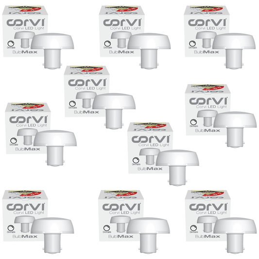 CORVI LED Bulb | 9 Watts illumination using 6 Watts power | B22, Compact Non-Protruding | 4000K Easy White Full Glow | Dimmable | 2 Year Warranty | Industry’s Best 3 star Rated Energy Saving Bulb (Pack of 10)
