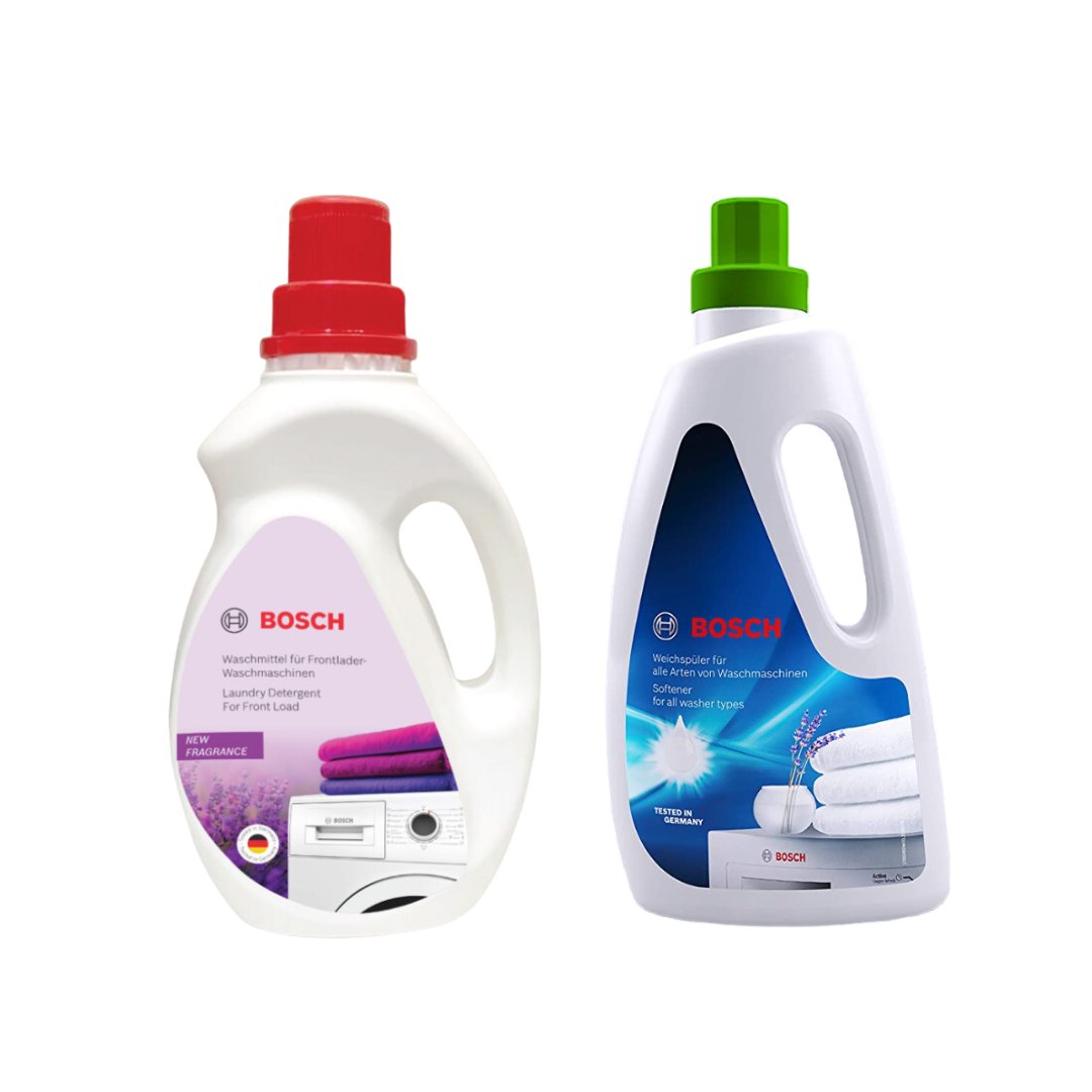 Bosch Front Load Laundry Detergent Lavender Fragrance - 2 L and Bosch Fabric Softener for Washing Machine - 1 l, Combo Pack of 2