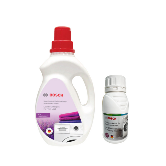 Bosch Liquid Descaler for Washing Machine – 200ml and Bosch Front Load Laundry Detergent Lavender Fragrance - 1 L, Combo Pack of 2