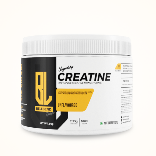 BeLegend Legendary Creatine | Pure Micronised Creatine Monohydrate | Creatine Powder for Muscle Gain | 90G | 30 Servings | Unflavoured | Increase Strength & Stamina