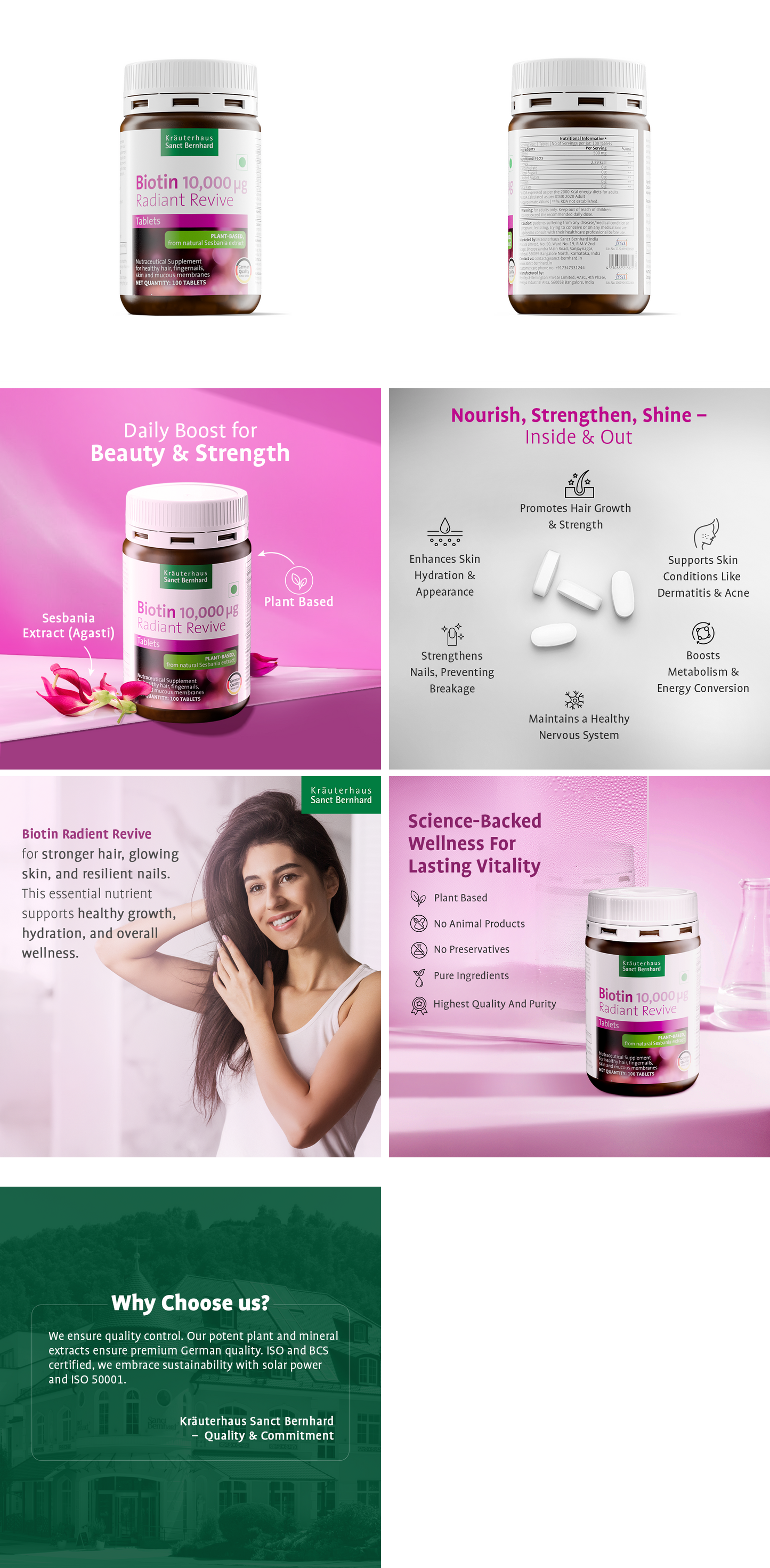 Sanct Bernhard Biotin Radiant Revive | High-Potency Biotin for Hair Growth & Strength | Supports Healthy Skin, Strong Nails & Metabolism | Essential Vitamin H for Beauty & Wellness | 60 Capsules