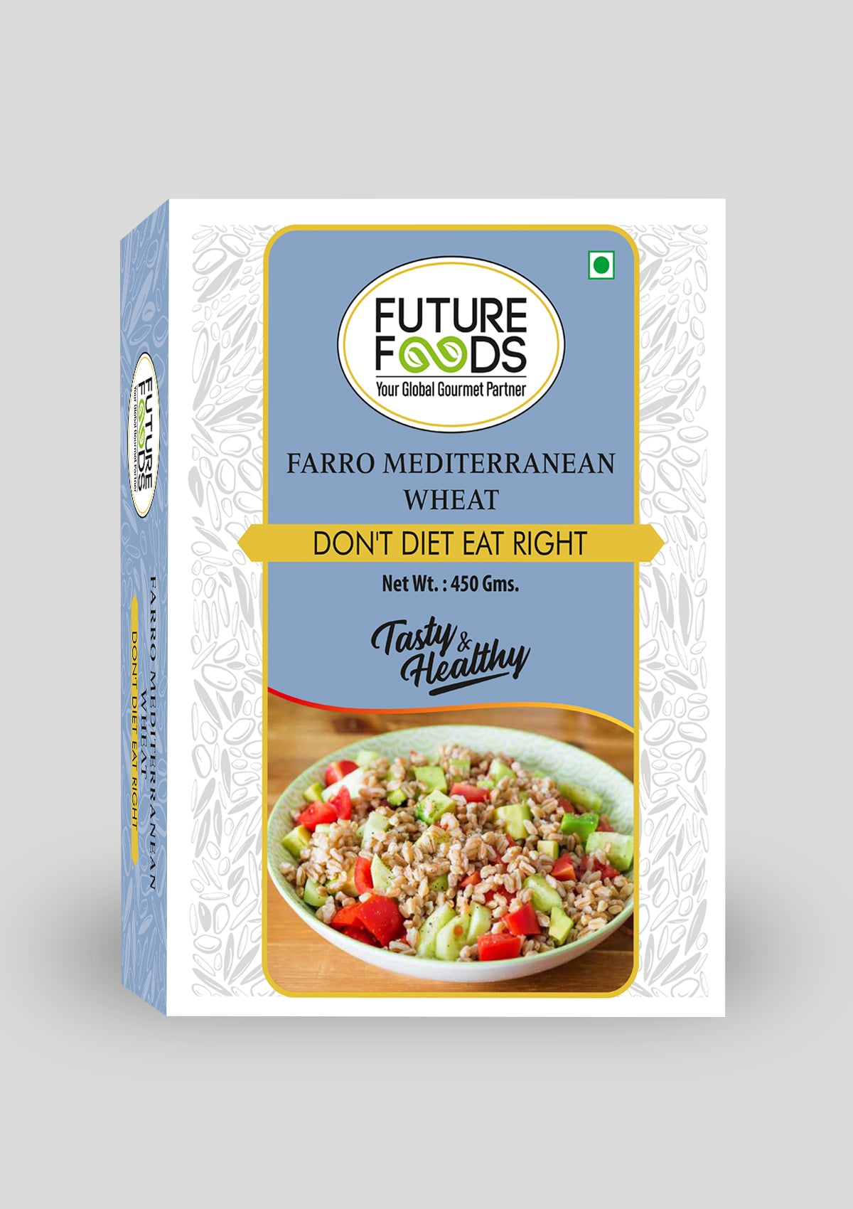 Future Foods Premium Farro | Mediterranean Emmer Wheat/Khapli Whole Wheat | Nutty Flavour | Plant-Based Protein | Vegan | High Protein & Fiber | 450g