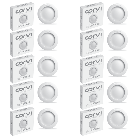 CORVI LED Flat3 6W Round Ceiling Light | Dimmable & Backlit |  White 5700K | Slim Driverless LED Panel with Junction Box | Ideal for False Ceilings & Home Use (Pack of 10)