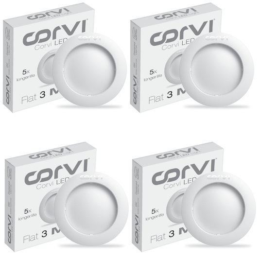 CORVI LED Flat3 6W Round Ceiling Light | Dimmable & Backlit | Easy White 4000K | Slim Driverless LED Panel with Junction Box | Ideal for False Ceilings & Home Use (Pack of 4)