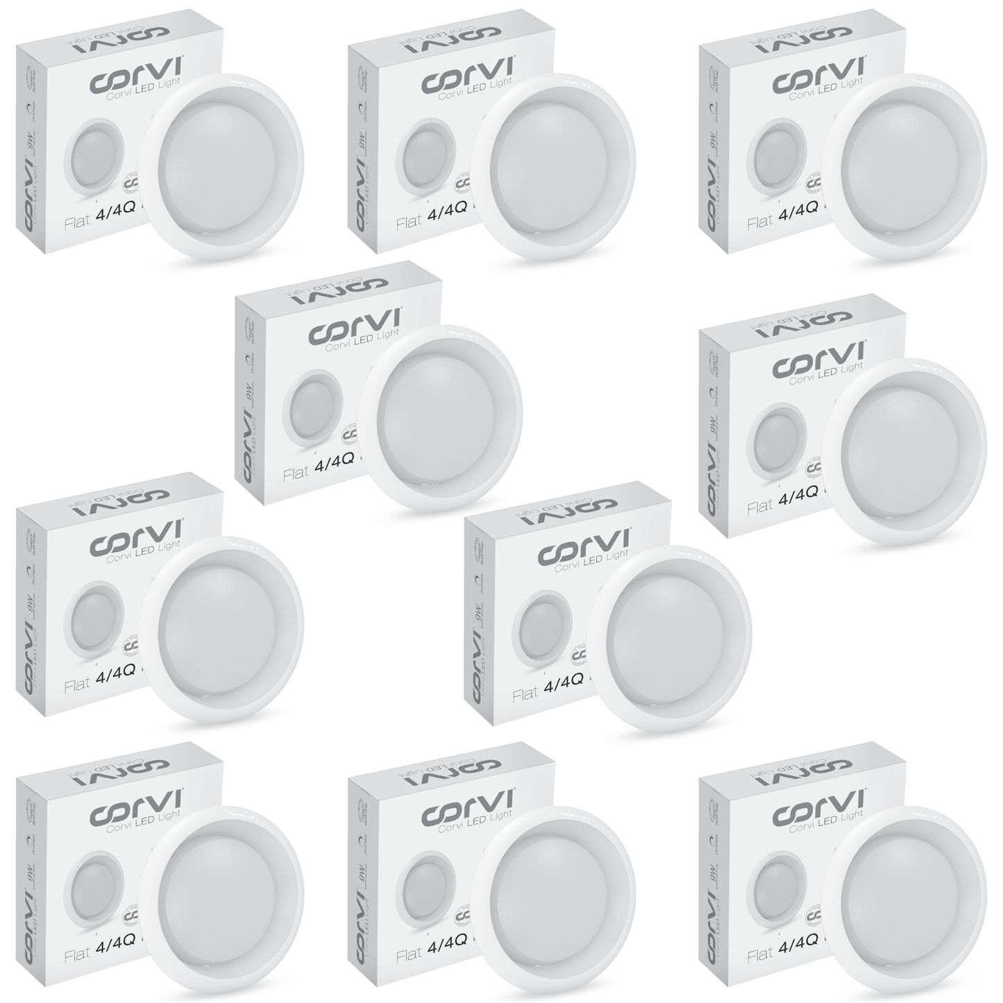 CORVI LED Flat 4 Round 6W Ceiling Panel Light | Slim, Dimmable & Driverless |  White 5700K | Backlit for Maximum Output | Ideal for False Ceilings & Home Lighting (Pack of 10)