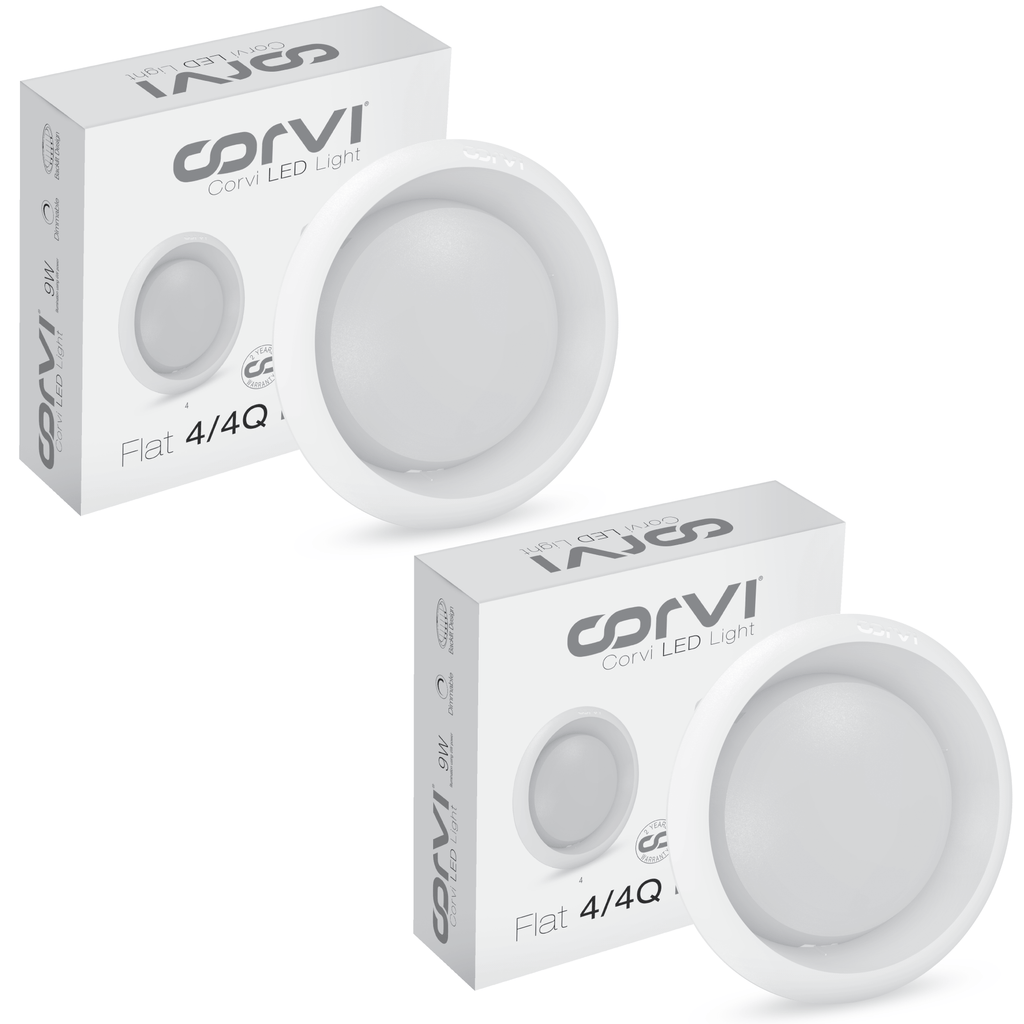 CORVI LED Flat 4 Round 6W Ceiling Panel Light | Slim, Dimmable & Driverless |  White 5700K | Backlit for Maximum Output | Ideal for False Ceilings & Home Lighting (Pack of 2)
