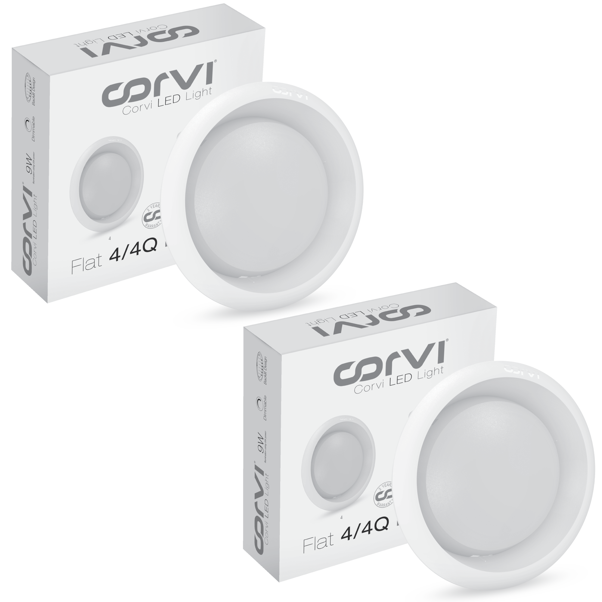 CORVI LED Flat 4 Round 6W Ceiling Panel Light | Slim, Dimmable & Driverless |  White 5700K | Backlit for Maximum Output | Ideal for False Ceilings & Home Lighting (Pack of 2)