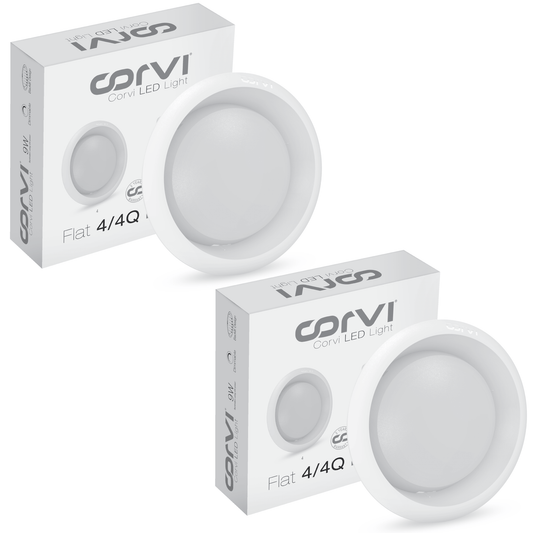 CORVI LED Flat 4 Round 6W Ceiling Panel Light | Slim, Dimmable & Driverless |  White 5700K | Backlit for Maximum Output | Ideal for False Ceilings & Home Lighting (Pack of 2)
