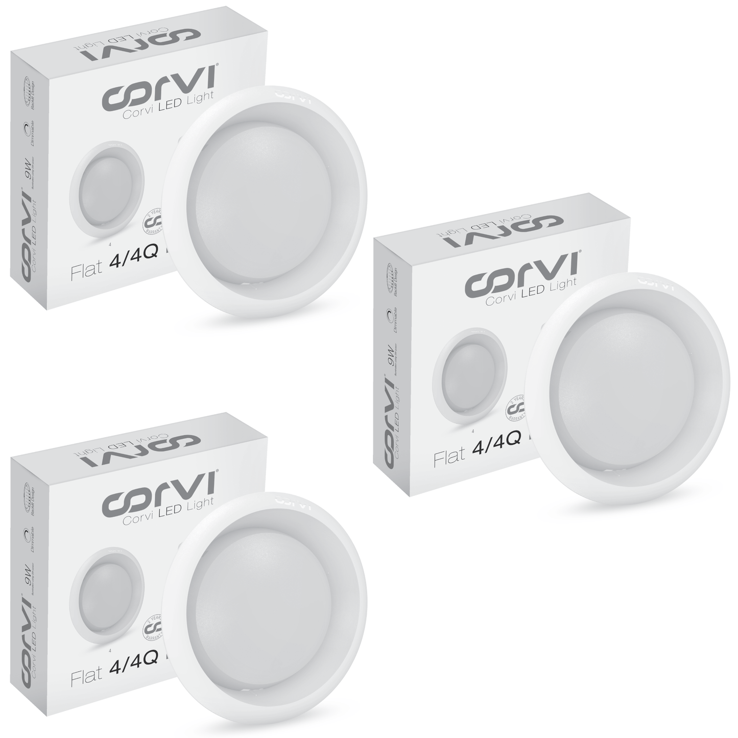 CORVI LED Flat 4 Round 6W Ceiling Panel Light | Slim, Dimmable & Driverless |  White 5700K | Backlit for Maximum Output | Ideal for False Ceilings & Home Lighting (Pack of 3)