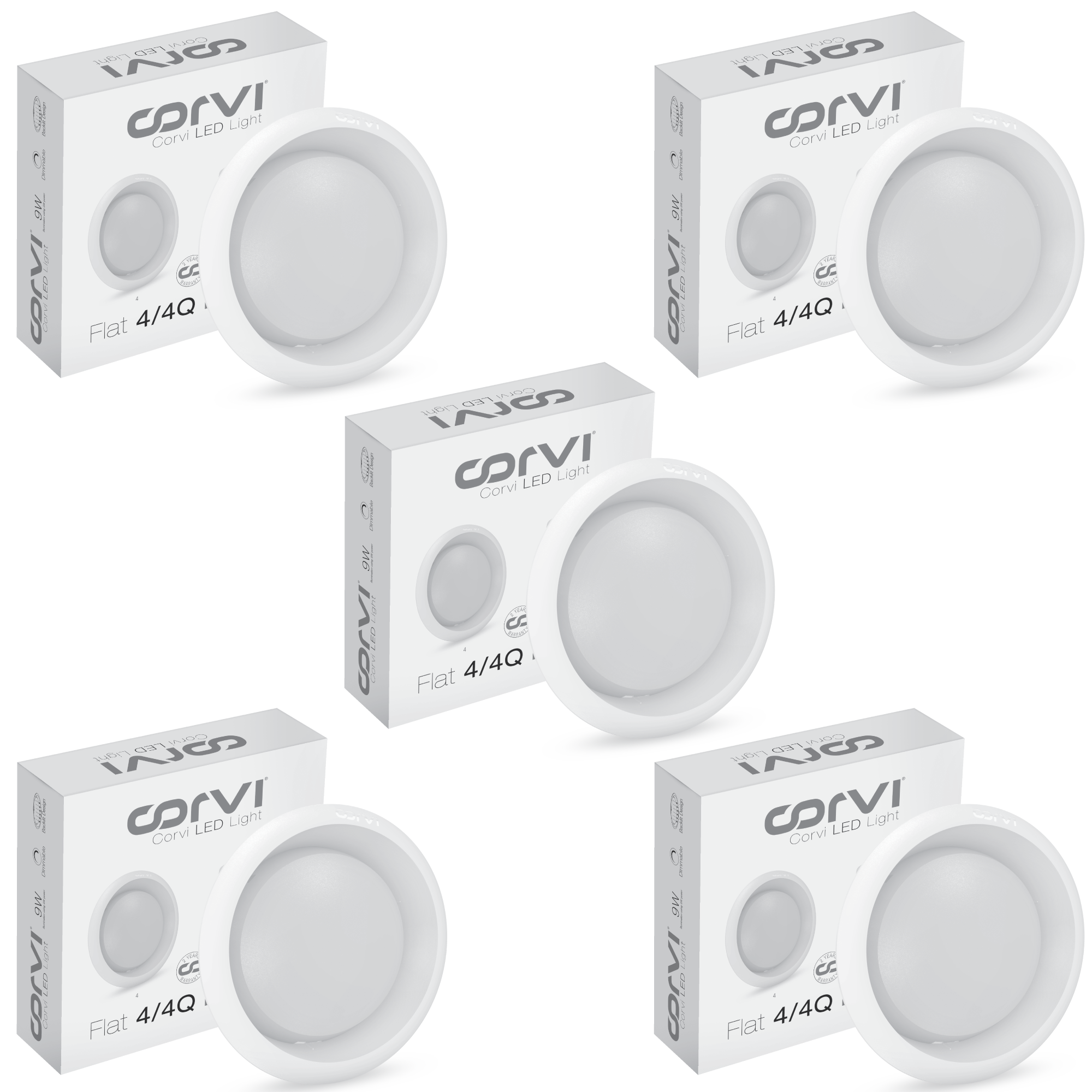 CORVI LED Flat 4 Round 6W Ceiling Panel Light | Slim, Dimmable & Driverless |  White 5700K | Backlit for Maximum Output | Ideal for False Ceilings & Home Lighting (Pack of 5)