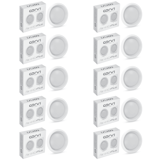 CORVI LED Flat 4 Round 6W Ceiling Panel Light | Slim, Dimmable & Driverless |  White 5700K | Backlit for Maximum Output | Ideal for False Ceilings & Home Lighting (Pack of 10)