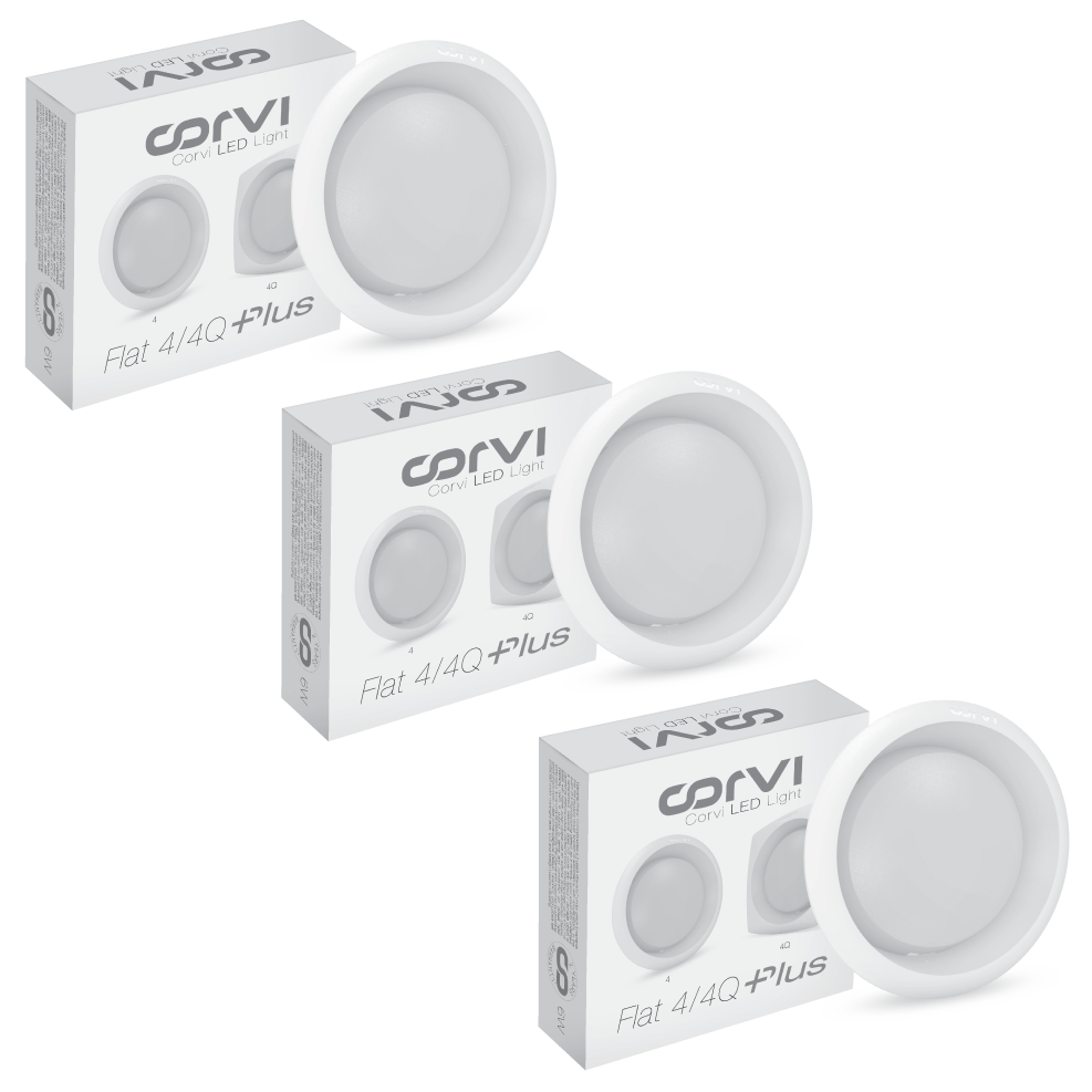 CORVI LED Flat 4 Round 6W Ceiling Panel Light | Slim, Dimmable & Driverless |  White 5700K | Backlit for Maximum Output | Ideal for False Ceilings & Home Lighting (Pack of 3)