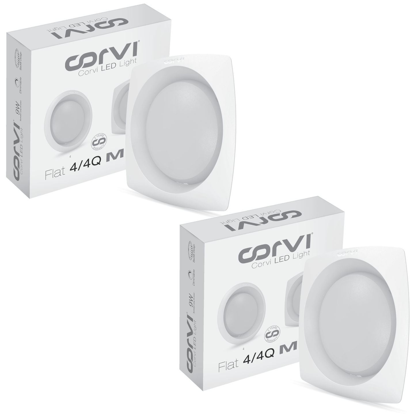CORVI LED Flat 4Q Square 6W Ceiling Panel Light | Slim, Compact, Dimmable & Driverless | Warm White 3000K | Backlit for Maximum Output | Ideal for False Ceilings & Home Lighting (Pack of 2)