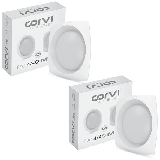 CORVI LED Flat 4Q Square 6W Ceiling Panel Light | Slim, Compact, Dimmable & Driverless | Warm White 3000K | Backlit for Maximum Output | Ideal for False Ceilings & Home Lighting (Pack of 2)