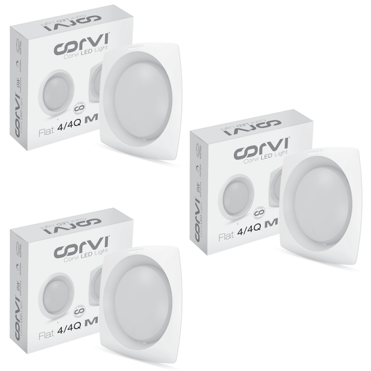 CORVI LED Flat 4Q Square 6W Ceiling Panel Light | Slim, Compact, Dimmable & Driverless | Warm White 3000K | Backlit for Maximum Output | Ideal for False Ceilings & Home Lighting (Pack of 3)