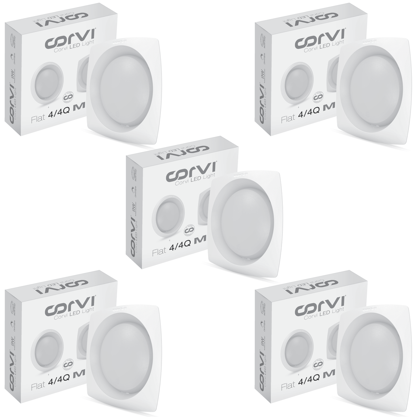 CORVI LED Flat 4Q Square 6W Ceiling Panel Light | Slim, Compact, Dimmable & Driverless | Warm White 3000K | Backlit for Maximum Output | Ideal for False Ceilings & Home Lighting (Pack of 5)