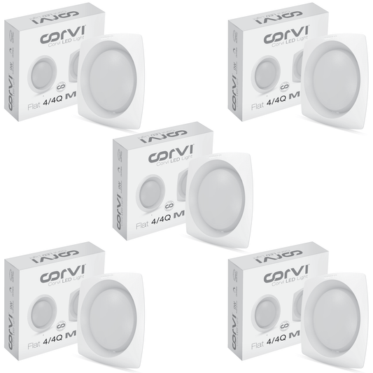 CORVI LED Flat 4Q Square 6W Ceiling Panel Light | Slim, Compact, Dimmable & Driverless | Warm White 3000K | Backlit for Maximum Output | Ideal for False Ceilings & Home Lighting (Pack of 5)