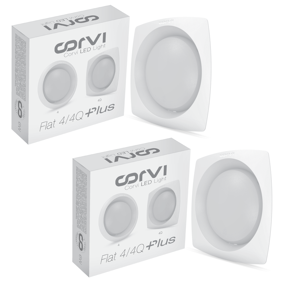 CORVI LED Flat 4Q Square 6W Ceiling Panel Light | Slim, Compact, Dimmable & Driverless | Warm White 3000K | Backlit for Maximum Output | Ideal for False Ceilings & Home Lighting (Pack of 2)