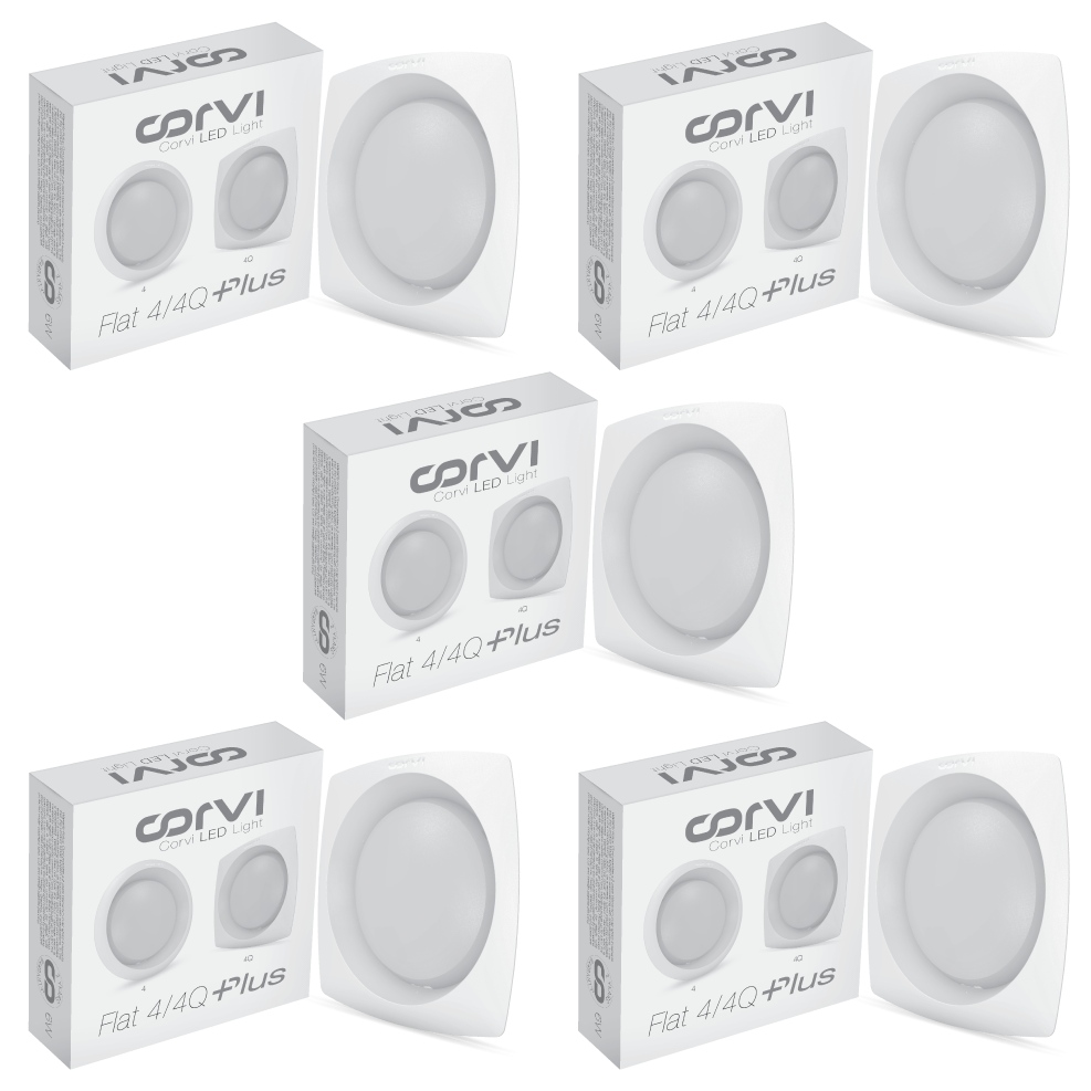 CORVI LED Flat 4Q Square 6W Ceiling Panel Light | Slim, Compact, Dimmable & Driverless | Warm White 3000K | Backlit for Maximum Output | Ideal for False Ceilings & Home Lighting (Pack of 5)