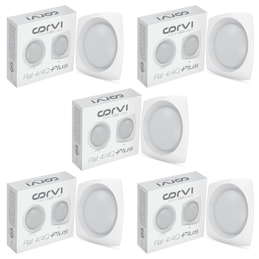 CORVI LED Flat 4Q Square 6W Ceiling Panel Light | Slim, Compact, Dimmable & Driverless | Warm White 3000K | Backlit for Maximum Output | Ideal for False Ceilings & Home Lighting (Pack of 5)