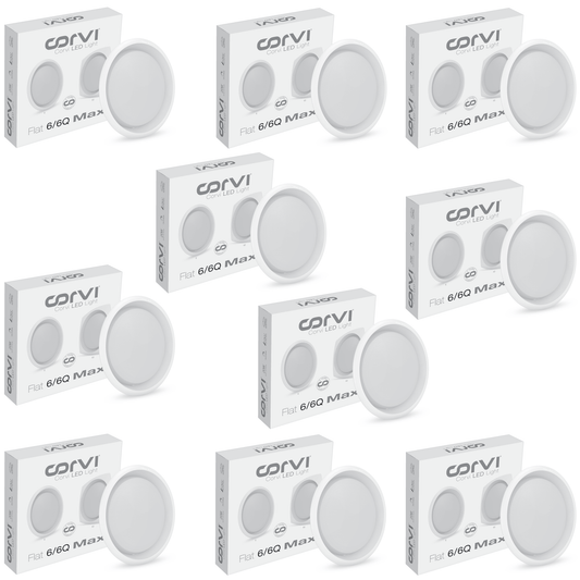 CORVI LED Flat 6 Round 15W False Ceiling Light | Compact, Driverless & Dimmable with Backlit Design |  White 5700K for Home & Office (Pack of 10)