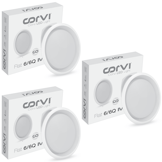 CORVI LED Flat 6 Round 15W False Ceiling Light | Compact, Driverless & Dimmable with Backlit Design |  White 5700K for Home & Office (Pack of 3)