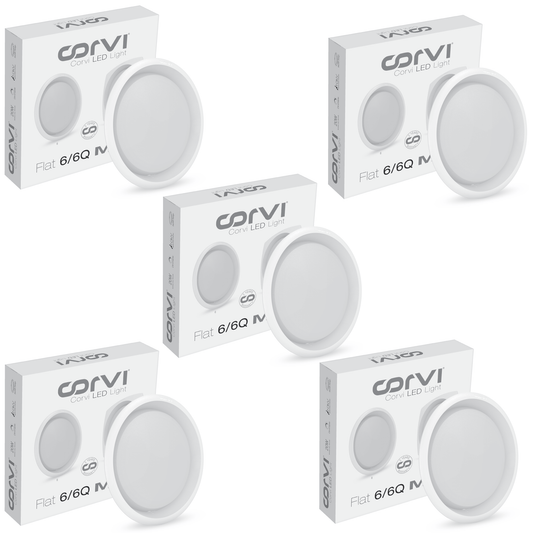 CORVI LED Flat 6 Round 15W False Ceiling Light | Compact, Driverless & Dimmable with Backlit Design |  White 5700K for Home & Office (Pack of 5)