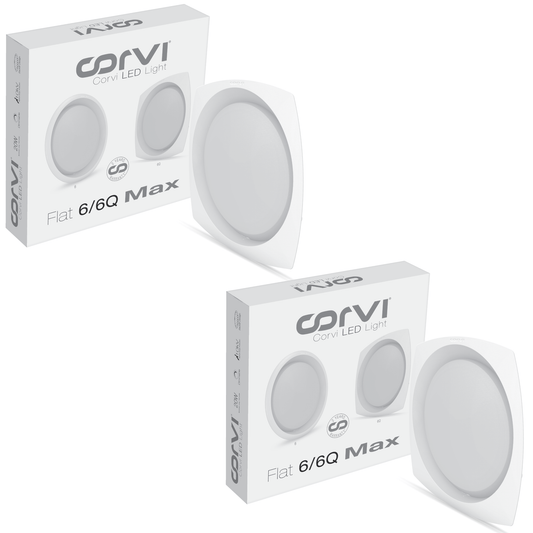 CORVI LED Flat 6Q Square 15W False Ceiling Panel Light | Slim, Compact, Driverless & Dimmable | Backlit for Maximum Output | Warm White 3000K (Pack of 2)