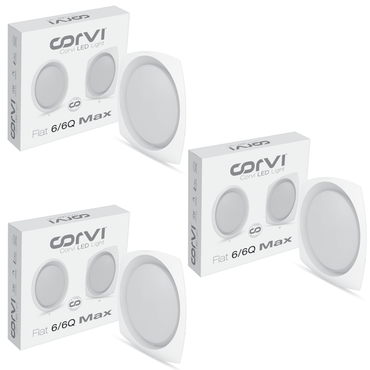 CORVI LED Flat 6Q Square 15W False Ceiling Panel Light | Slim, Compact, Driverless & Dimmable | Backlit for Maximum Output | Warm White 3000K (Pack of 3)