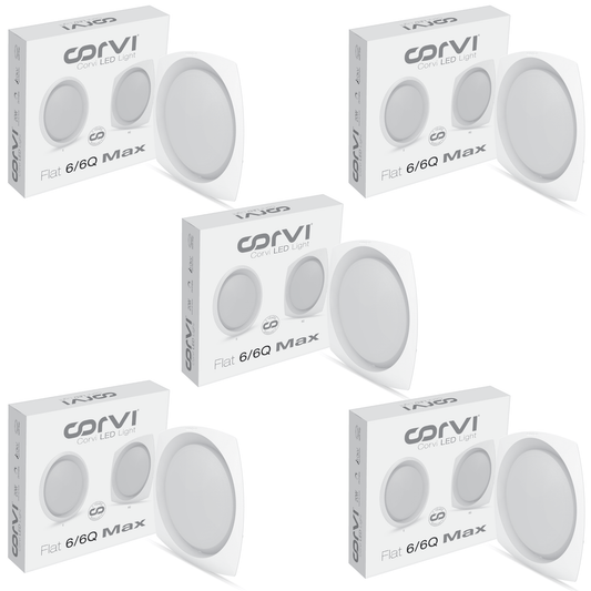 CORVI LED Flat 6Q Square 15W False Ceiling Panel Light | Slim, Compact, Driverless & Dimmable | Backlit for Maximum Output | Warm White 3000K (Pack of 5)