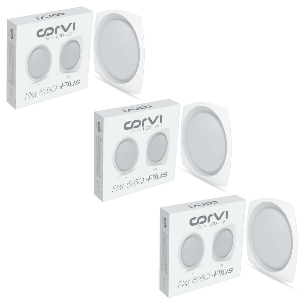 CORVI LED Flat 6Q Square 15W False Ceiling Panel Light | Slim, Compact, Driverless & Dimmable | Backlit for Maximum Output | Warm White 3000K (Pack of 3)