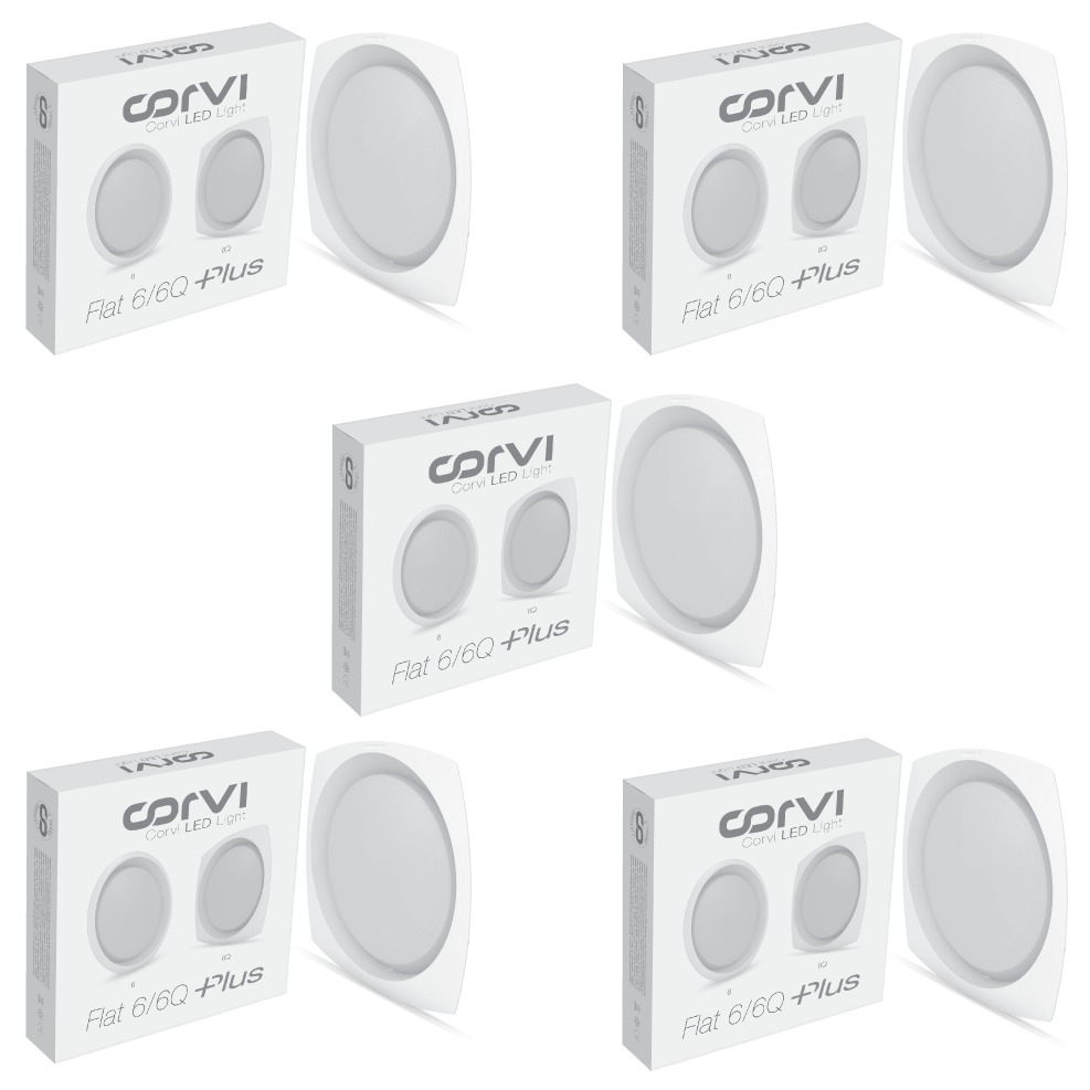 CORVI LED Flat 6Q Square 15W False Ceiling Panel Light | Slim, Compact, Driverless & Dimmable | Backlit for Maximum Output | Warm White 3000K (Pack of 5)