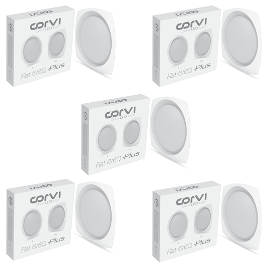 CORVI LED Flat 6Q Square 15W False Ceiling Panel Light | Slim, Compact, Driverless & Dimmable | Backlit for Maximum Output | Warm White 3000K (Pack of 5)