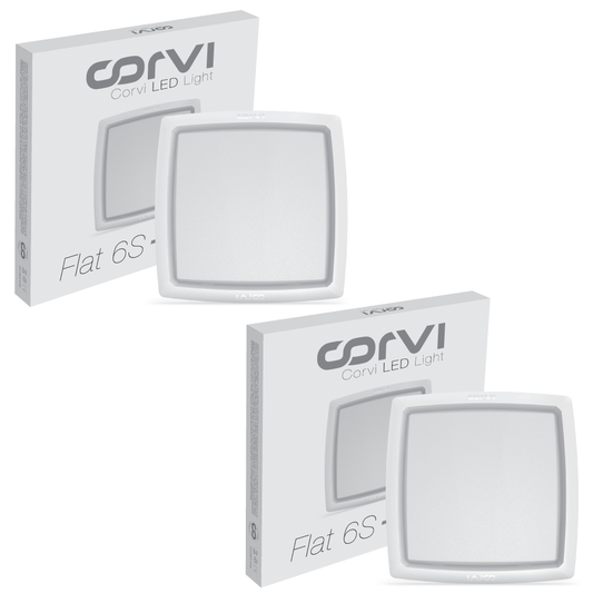 CORVI LED Flat 6S Square 15W | Driverless, Dimmable & Slim Panel Light | Backlit Design for Maximum Brightness |  White 5700K for False Ceilings (Pack of 2)